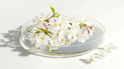 Poster - Elegant sakura petals reflecting on mirror surface for tranquil floral design