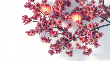 Aufkleber - Illuminated sakura blossom tree at night for tranquil asian design