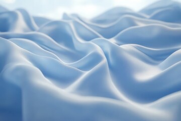 Aufkleber - Soft blue fabric flows gracefully across a surface under gentle light in a serene setting showcasing texture and movement