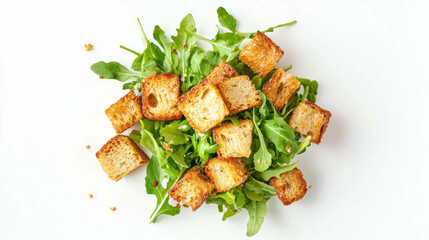 Aufkleber - Whole wheat croutons on fresh arugula salad for healthy lunch inspiration