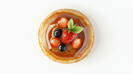 Poster - Delicious whole wheat pancakes with fresh berries topped with maple syrup