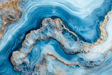 Poster - Vibrant blue and white mineral patterns with golden accents create a stunning abstract backdrop for artistic design