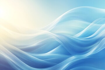 Poster - Soft blue waves flow gently under a bright sky during the early morning hours at a serene coastal location