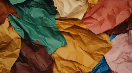 Poster - Abstract chaos of multicolored crumpled craft paper texture