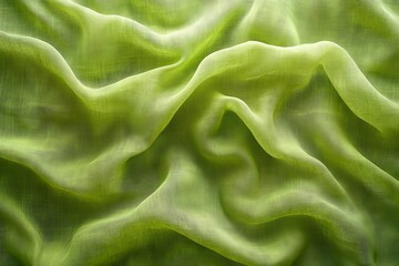 Leinwandbilder - Translucent green fabric drapes beautifully under soft light in an artistic display of texture and color