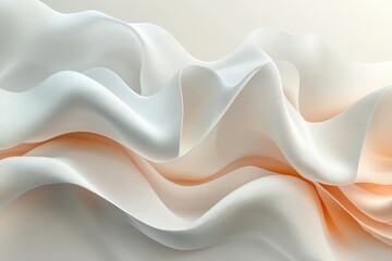 Aufkleber - Delicate white fabric flowing gently with soft curves and subtle folds creating a serene and elegant appearance