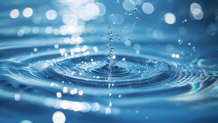Poster - Ripples and splashes create a mesmerizing pattern in clear water at a sunny lake during midday
