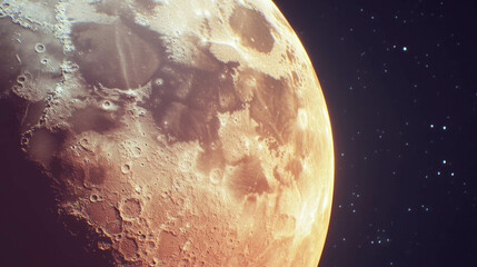 Aufkleber - Lunar chaos in bronze texture: artistic interpretation of the moon