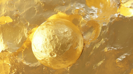 Poster - Abstract gold moon in chaotic texture with raw artistic style