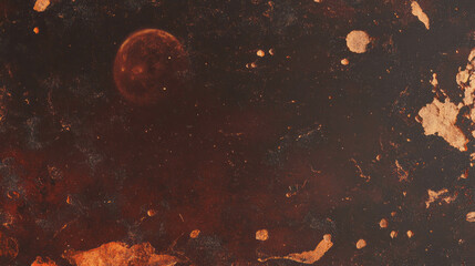 Poster - Abstract cosmic scene with maroon textured chaos and moon