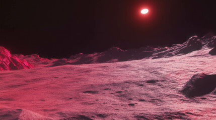 Aufkleber - Surreal moonlit maroon landscape with chaotic texture in abstract style