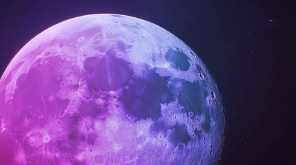 Poster - Surreal purple moon with chaotic texture in deep space