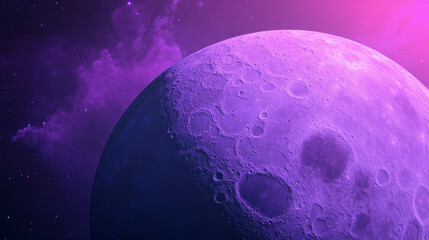 Poster - Mysterious purple moonlit night sky with texture and chaos for cosmic design