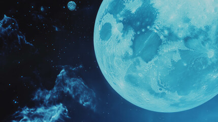 Poster - Abstract lunar texture with chaotic cosmic elements in night sky