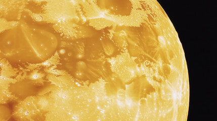 Poster - Celestial chaos in yellow: textured moon surface in abstract art for creative design