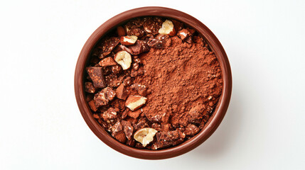 Poster - Delicious chocolate granola with cocoa and nuts for breakfast inspiration