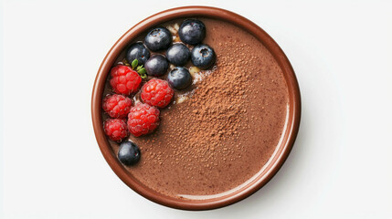 Poster - Delicious chocolate overnight oats with fresh berries for a healthy breakfast