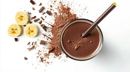 Poster - Delicious chocolate smoothie with banana and cocoa for a refreshing treat