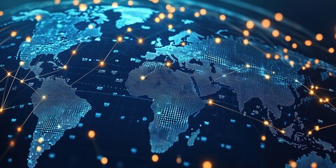 Aufkleber - Global financial connectivity Network, seamless currency exchange and cross border money transfers visualized through a network, 32k Resolution