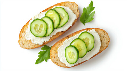 Aufkleber - Delicious cottage cheese and cucumber sandwiches for healthy snack ideas
