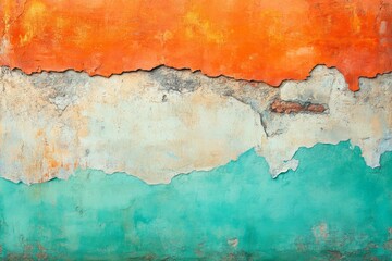 Aufkleber - Vibrant colors on an aged wall evoke a sense of history and artistry in a rustic urban environment