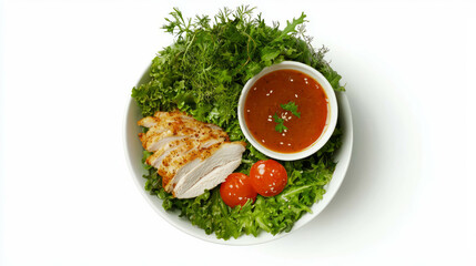 Aufkleber - Fresh cress salad with grilled chicken and tomato vinaigrette