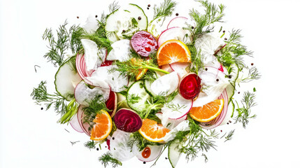 Poster - Vibrant fennel and beet salad with citrus and fresh greens for health and wellness