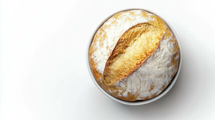 Aufkleber - Freshly baked artisan bread with flour dusting in white bowl
