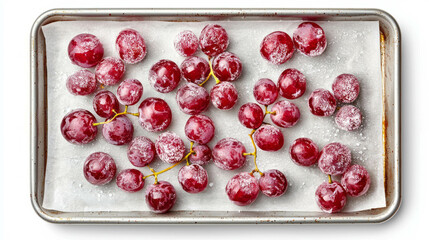Poster - Chilled red grapes on baking sheet for refreshing dessert ideas