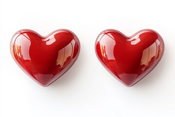 Aufkleber - Bright red heart shapes symbolizing love and affection on a white background for various decorative uses or thematic designs