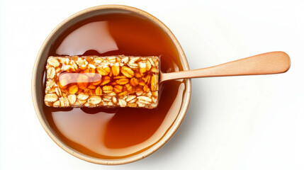 Poster - Granola bar in bowl with honey for breakfast and healthy snack inspiration