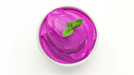 Poster - Delicious grape and mint sorbet in white bowl with fresh garnish