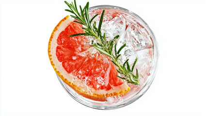 Poster - Refreshing grapefruit and vodka cocktail with ice and rosemary garnish