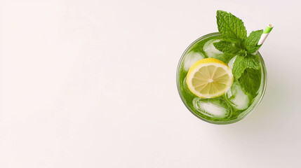 Poster - Refreshing green coffee iced tea with lemon and mint - beverage for summer enjoyment
