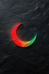 Poster - Colorful crescent moon design on dark textured background for creative projects