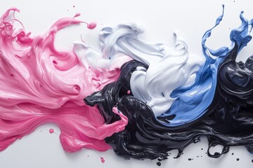 Aufkleber - Creative paint swirls mix in vibrant colors on canvas surface during artistic process in a studio environment
