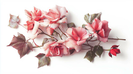 Poster - Realistic ivy and pink roses intertwined in elegant floral design for decoration