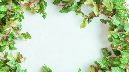 Aufkleber - Lush ivy branches frame with neutral background for nature-inspired designs