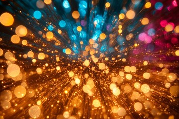 Poster - Colorful bokeh lights creating a vibrant atmosphere during a festive celebration at night