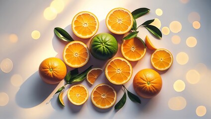 Poster - fresh citrus fruit arrangement with vibrant colors and intricate details on a soft background