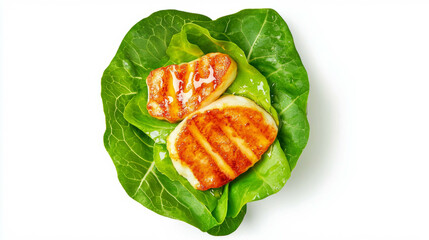 Poster - Grilled halloumi on fresh lamb's lettuce for gourmet cuisine and healthy meals