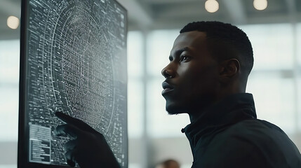 Man analyzing digital information