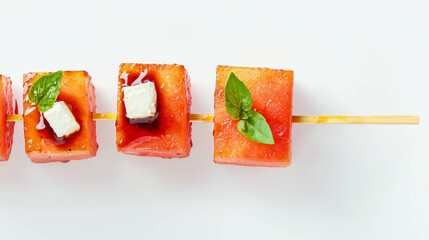 Aufkleber - Refreshing melon skewers with cheese and basil for summer entertaining