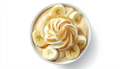 Poster - Delicious peanut butter and banana dessert topped with cream