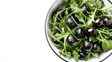 Poster - Fresh prunes and arugula salad with bright vinaigrette for a healthy diet