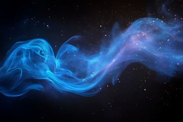 Leinwandbilder - Colorful smoke swirls with stars in the background at night creating a mystical cosmic atmosphere