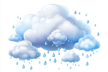 Aufkleber - Cloudy sky with rain drops falling, creating a serene atmosphere in a digital illustration