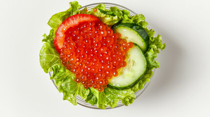 Poster - Gourmet salad with red caviar and fresh vegetables for elegant dining experience