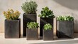 © rashyn - Rustic metal planters with herbs and flowers
