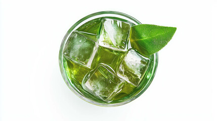 Poster - Refreshing sage tea with ice cubes in glass - perfect for a chilled beverage experience
